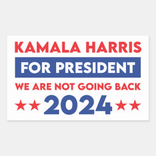 We Are Not Going Back Kamala Harris For President Rectangular Sticker