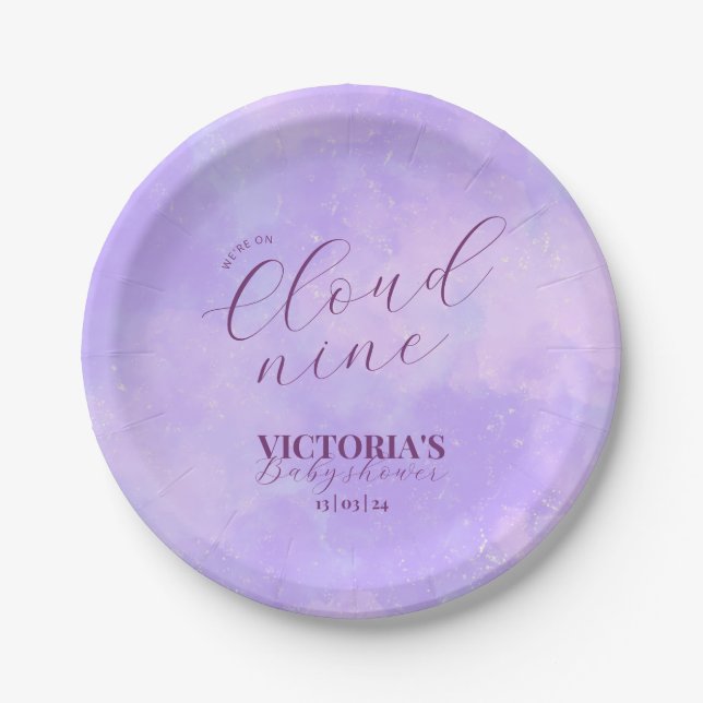 We Are On Cloud Nine Baby Shower  Paper Plate (Front)