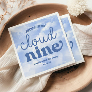 We Are On Cloud Nine Blue 9th Ninth Birthday Party Napkin