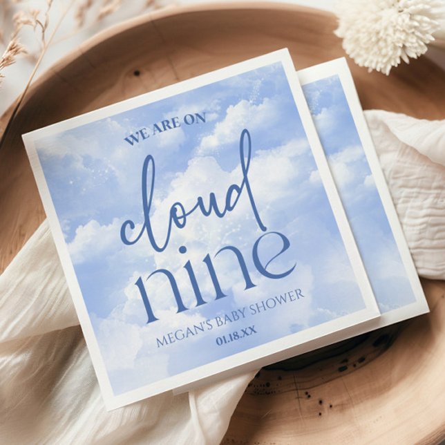 We Are On Cloud Nine Blue Baby Shower Napkin (Creator Uploaded)