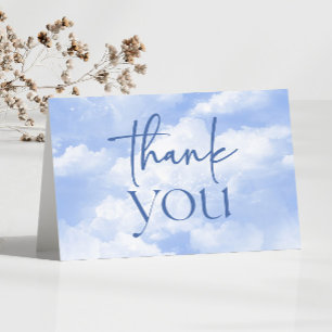 We Are On Cloud Nine Blue Clouds Baby Shower Thank You Card