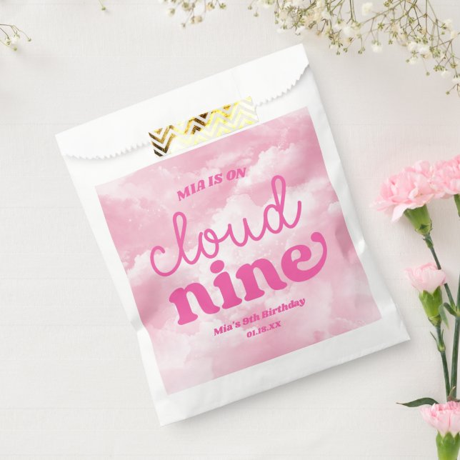 We Are On Cloud Nine Pink 9th Ninth Birthday Party Favour Bag (Sealed)