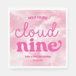 We Are On Cloud Nine Pink 9th Ninth Birthday Party Napkin