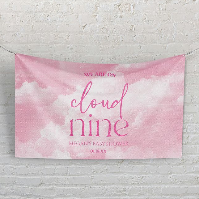 We Are On Cloud Nine Pink Baby Shower Banner (Creator Uploaded)