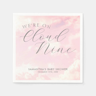 We Are On Cloud Nine Pink Clouds Baby Shower Napkin