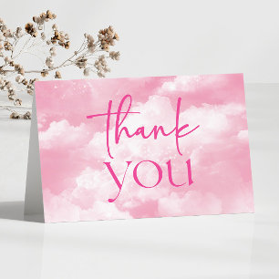 We Are On Cloud Nine Pink Clouds Baby Shower Thank You Card