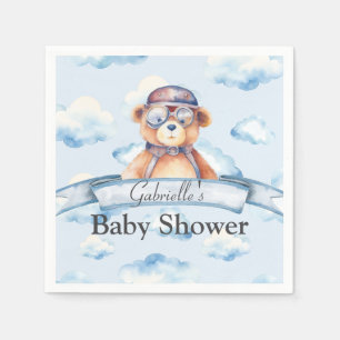 We are on Cloud Nine Vintage Boy Bear Baby shower  Napkin