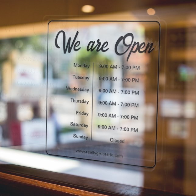We are open Business Hours Time Black Script (Creator Uploaded)