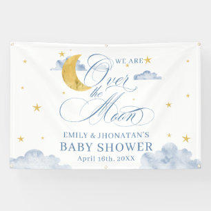We are over the Moon baby shower backdrop Banner