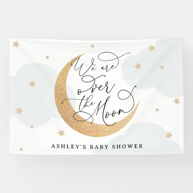 We Are Over the Moon Baby Shower Banner (Horizontal)