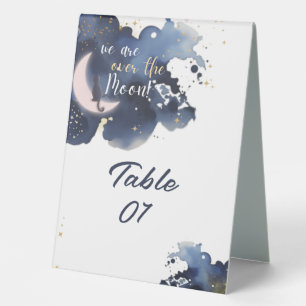 We are over the moon baby shower blue