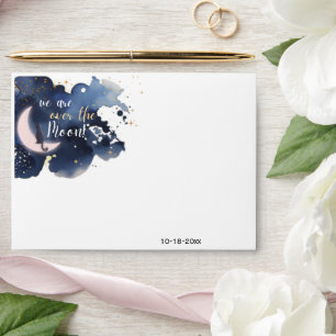 We are over the moon baby shower blue  envelope