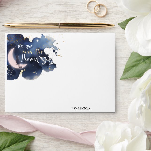 We are over the moon baby shower blue  envelope (Wedding)