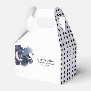 We are over the moon baby shower blue  favour box