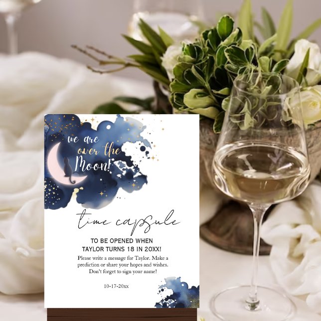 We are over the moon baby shower blue Time Capsule Poster (Creator Uploaded)