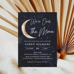 We Are Over The Moon Baby Shower   Galaxy Invitation