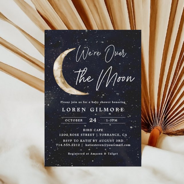 We Are Over The Moon Baby Shower | Galaxy Invitation (Creator Uploaded)