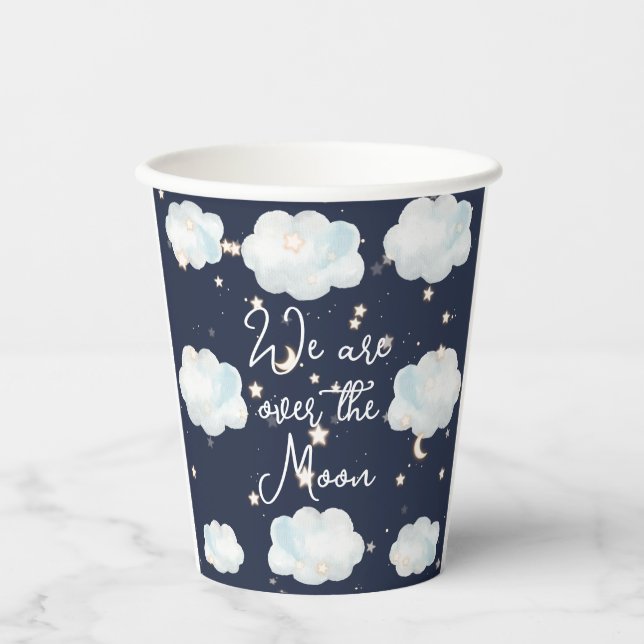 We Are Over The Moon Baby Shower Paper Cups (Front)