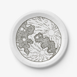 We Are Over The Moon Baby Shower  Paper Plate