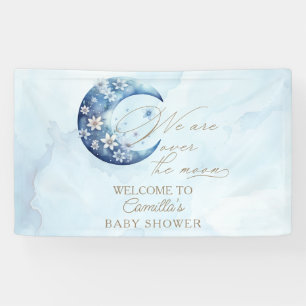 We Are Over The Moon Boy Baby Shower Banner