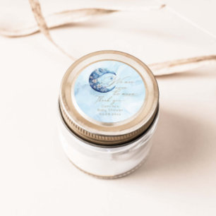 We Are Over The Moon Boy Baby Shower Classic Round Sticker