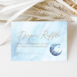 We Are Over The Moon Boy Baby Shower Diaper Raffle Enclosure Card