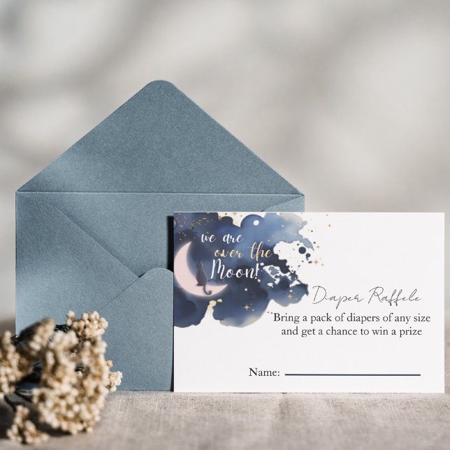 We are over the moon diaper raffle baby shower  invitation (Creator Uploaded)