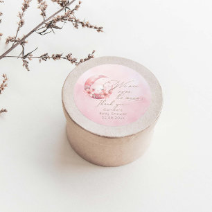 We Are Over The Moon Girl Baby Shower Classic Round Sticker