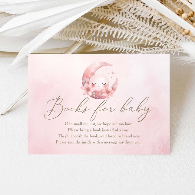 We Are Over The Moon Girl Shower Books For Baby Enclosure Card (Creator Uploaded)