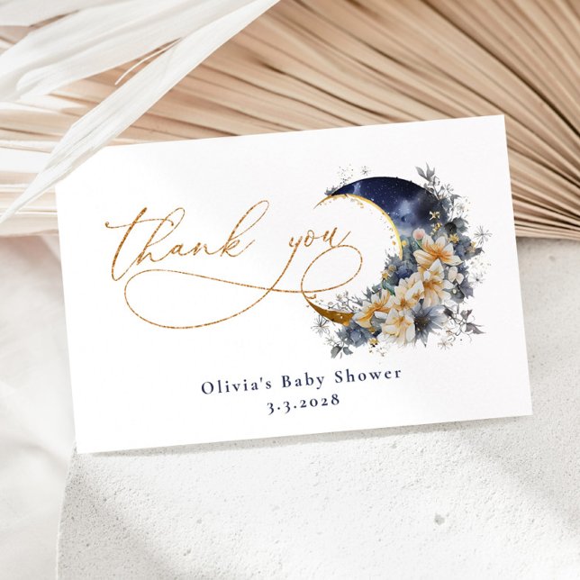 We are over the moon navy baby shower thank you card (Creator Uploaded)