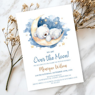 We are Over the Moon Teddy Bear Baby Shower Invitation