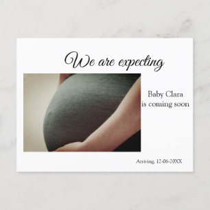 we are pregnant add baby name date pregnancy  postcard