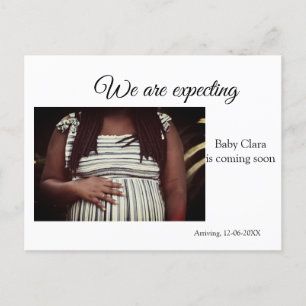 we are pregnant add baby name date pregnancy postcard