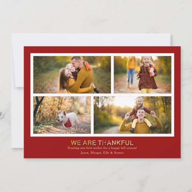 We Are Thankful 4 Photo Card (Front)