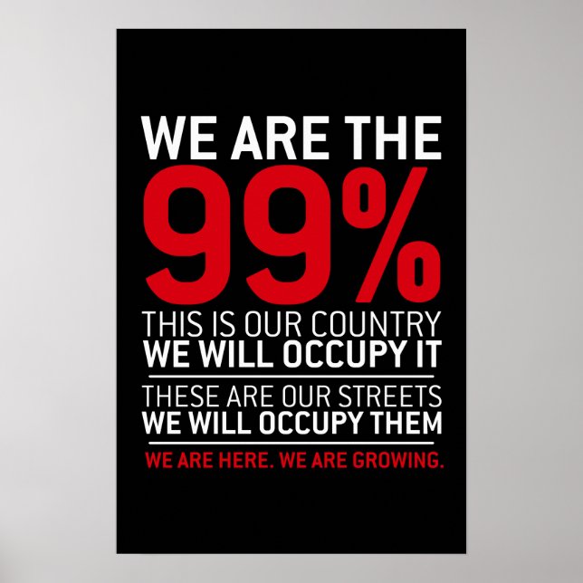 We are the 99% - 99 percent occupy wall street poster (Front)