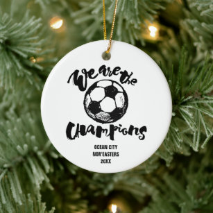 We Are The Champions Personalised Kids Soccer Ceramic Ornament