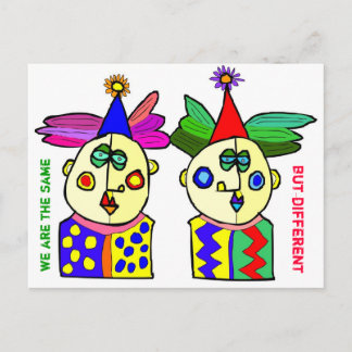we are the same, but different postcard
