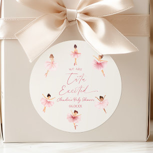 We Are Tutu Excited Ballerina Ballet Baby Shower Classic Round Sticker