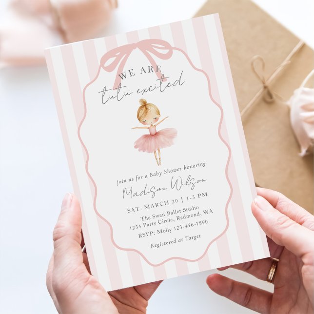We Are Tutu Excited Ballerina Ballet Baby Shower Invitation (Creator Uploaded)
