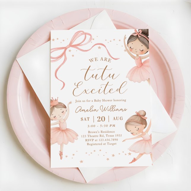 We Are Tutu Excited Ballerina Girl Baby Shower Invitation (Creator Uploaded)