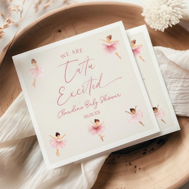 We Are Tutu Excited Ballerina Pink Baby Shower Napkin (Creator Uploaded)