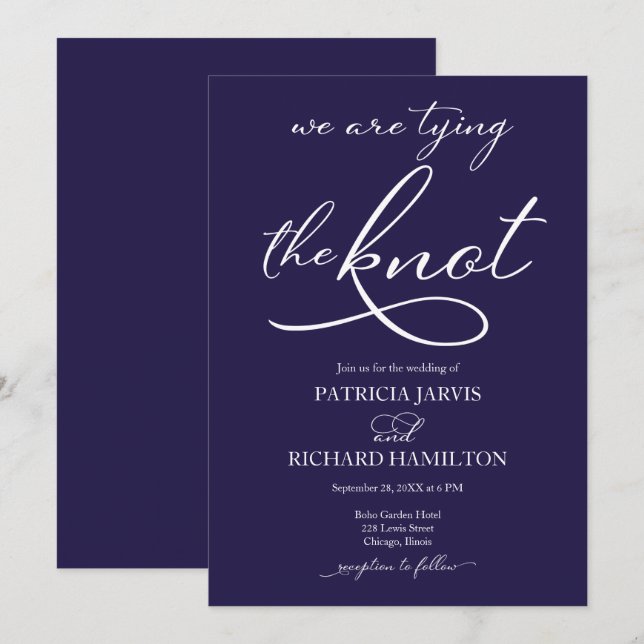 We Are Tying The Knot Elegant Script Wedding Invitation (Front/Back)