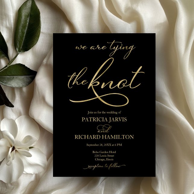 We Are Tying The Knot Gold Foil Script Wedding Invitation (Creator Uploaded)