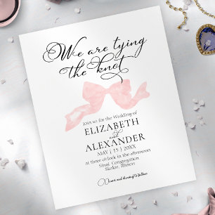 We Are Tying The Knot Pink Bow Budget Wedding