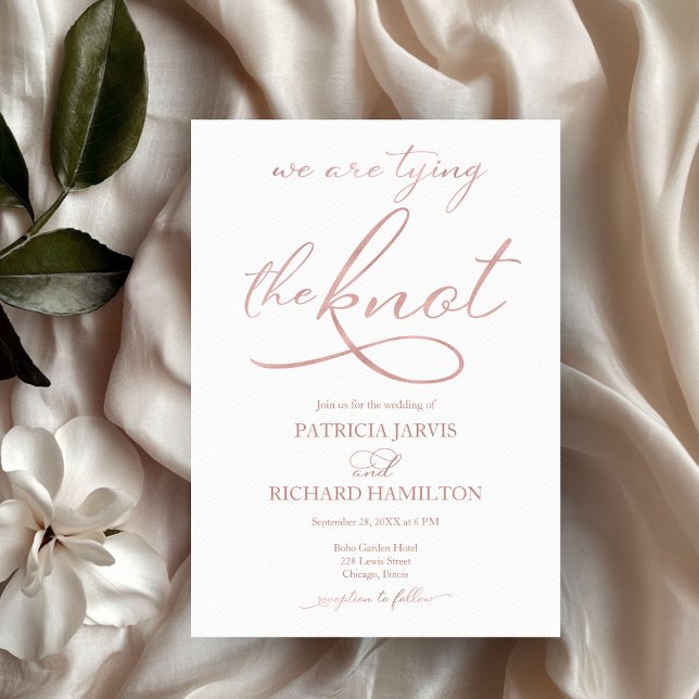 We Are Tying The Knot Rose Gold Foil Wedding Invitation (Creator Uploaded)