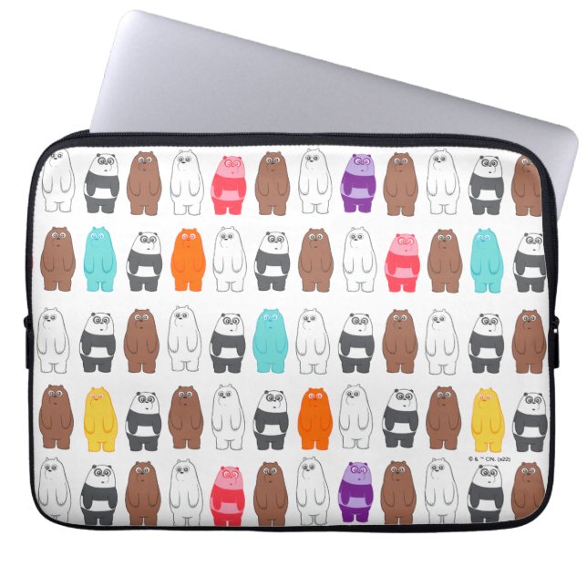 We Bare Bears Colourful Bear Pattern Laptop Sleeve (Front)