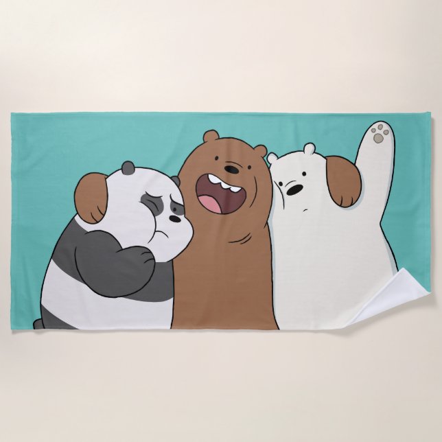 We Bare Bears Group Hug Beach Towel (Front)