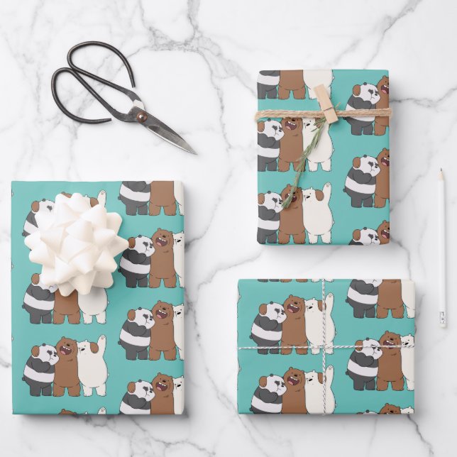 We Bare Bears Group Hug Wrapping Paper Sheet (Front)