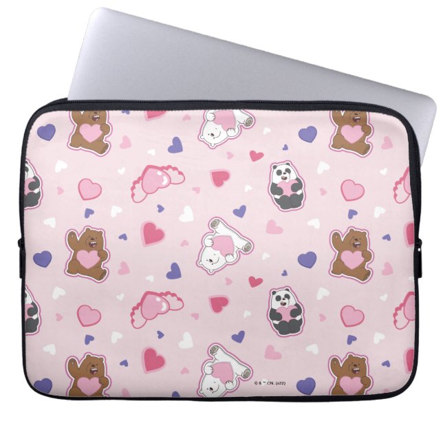 We Bare Bears - Valentine Hearts Pattern Laptop Sleeve (Front)