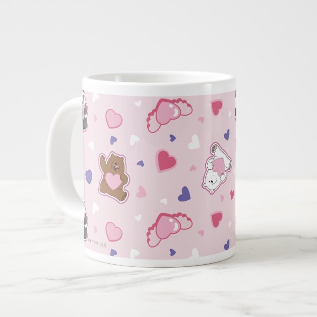 We Bare Bears - Valentine Hearts Pattern Large Coffee Mug (Front Left)